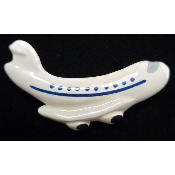 Vintage Porcelain Air Plane Brooch - Picture 1 of 2